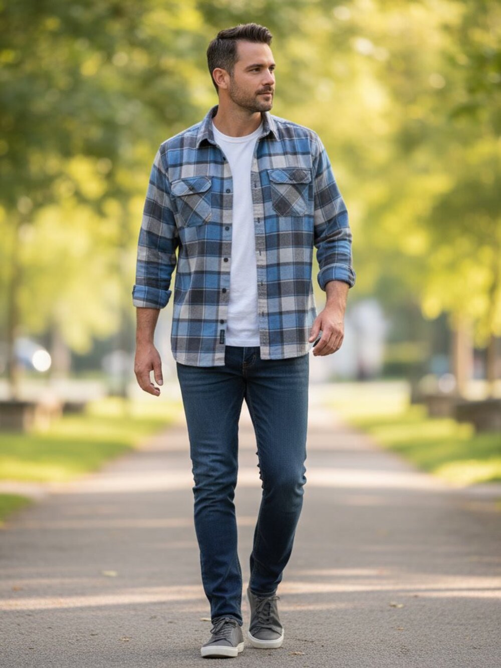 Patagonia Organic Cotton Flannel Blue Gray Plaid M